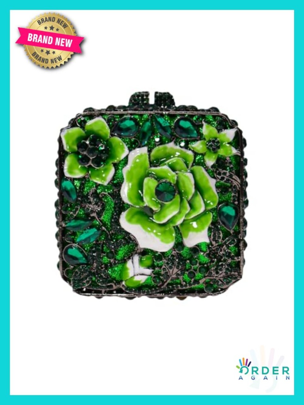 Elegant Rose Clutch Evening Bag Rhinestone Floral Crystal Handbag Bling Party